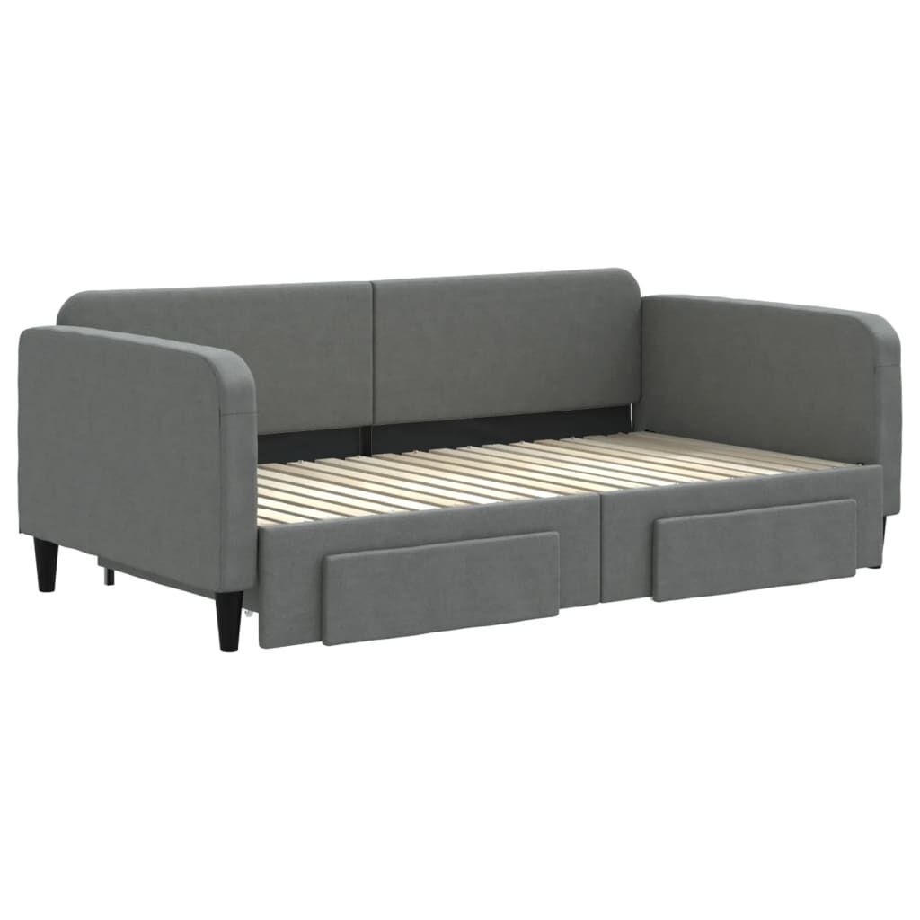 Daybed with Trundle&Drawers without Mattress Dark Grey 90x190 cm Price