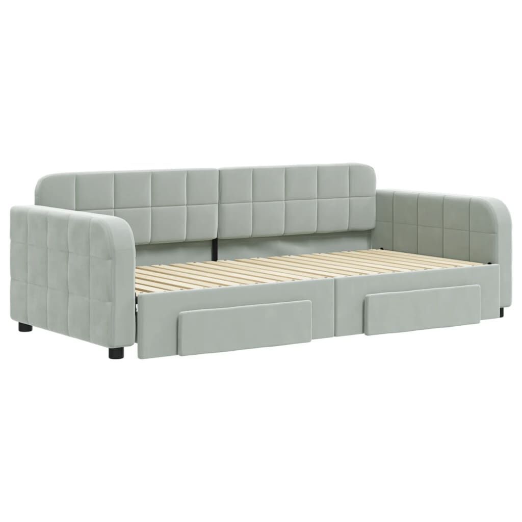 Daybed with Trundle&Drawers without Mattress Light Grey 90x190 cm Price