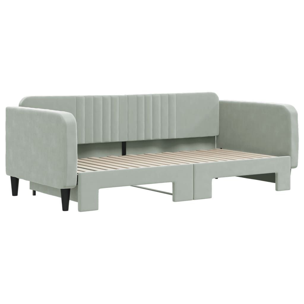 Daybed with Trundle without Mattress Light Grey 90x190 cm Price