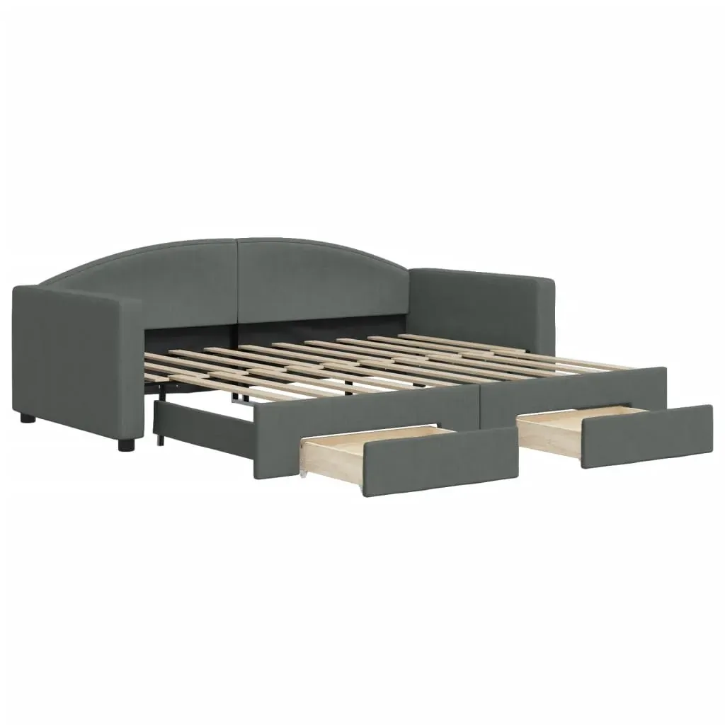 Daybed with Trundle&Drawers without Mattress Dark Grey 90x190 cm Price