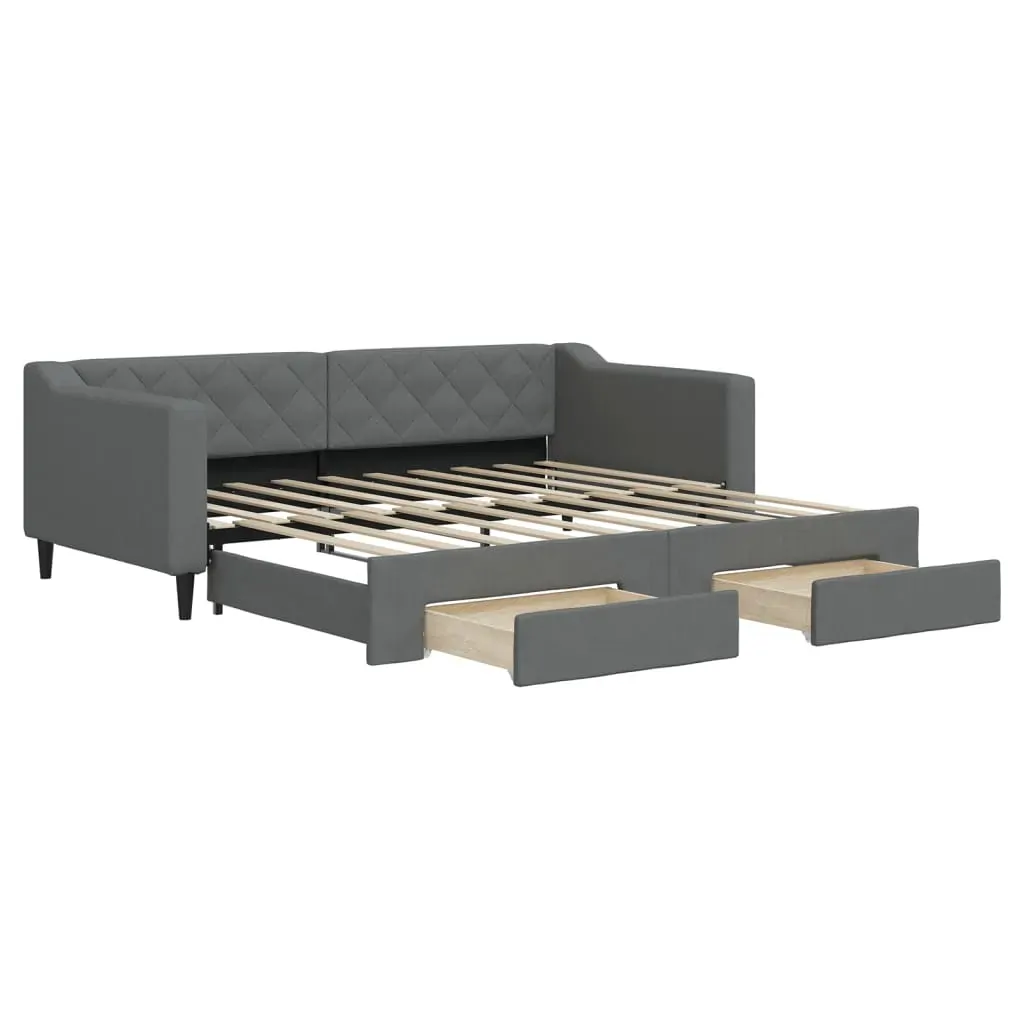 Daybed with Trundle&Drawers without Mattress Dark Grey 90x190 cm Price