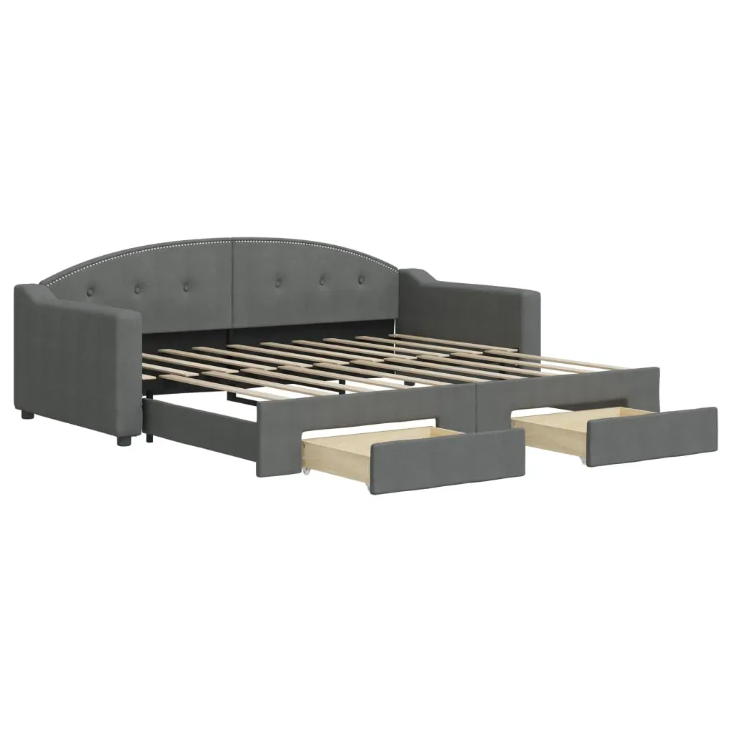 Daybed with Trundle&Drawers without Mattress Dark Grey 90x190 cm Price