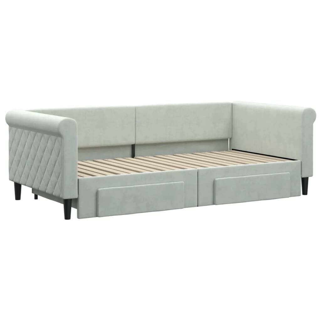 Daybed with Trundle&Drawers without Mattress Light Grey 90x190 cm Price