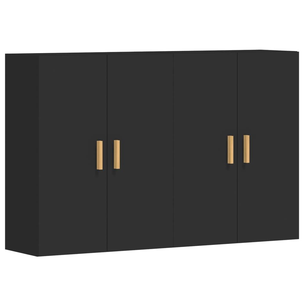 Wall Mounted Cabinets 2 pcs Black Engineered Wood Price
