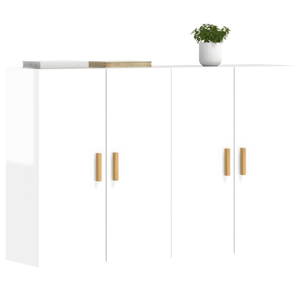 Wall Mounted Cabinets 2 pcs High Gloss White Engineered Wood Price