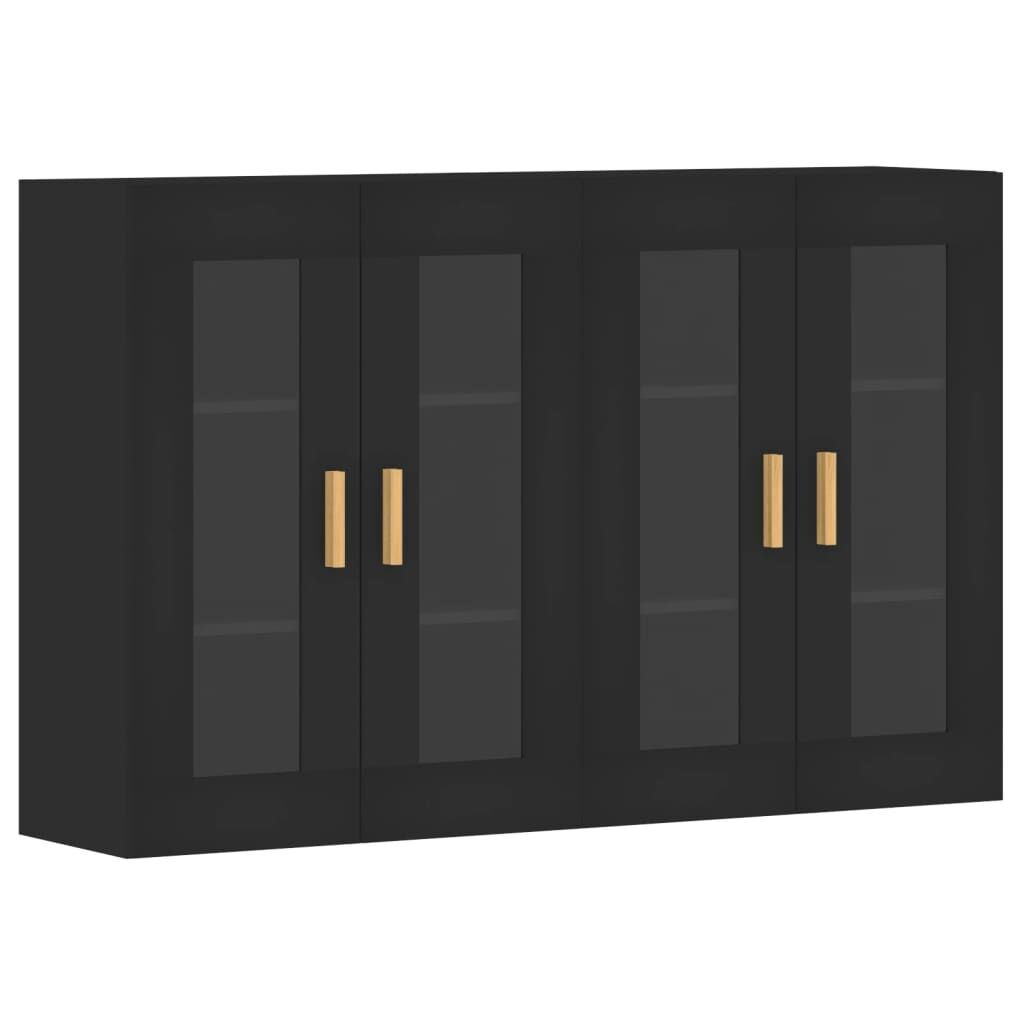 Wall Mounted Cabinets 2 pcs Black Engineered Wood Price