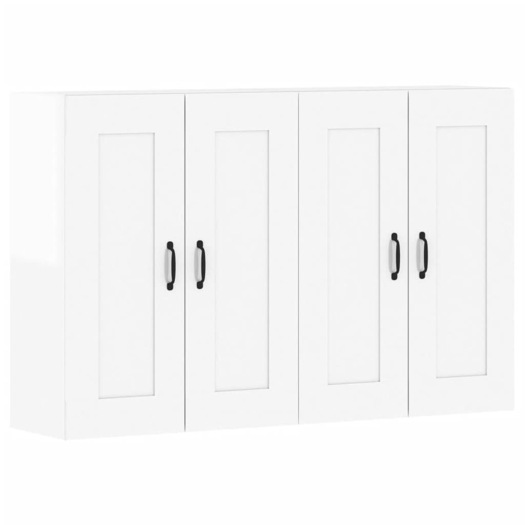 Wall Mounted Cabinets 2 pcs High Gloss White Engineered Wood Price
