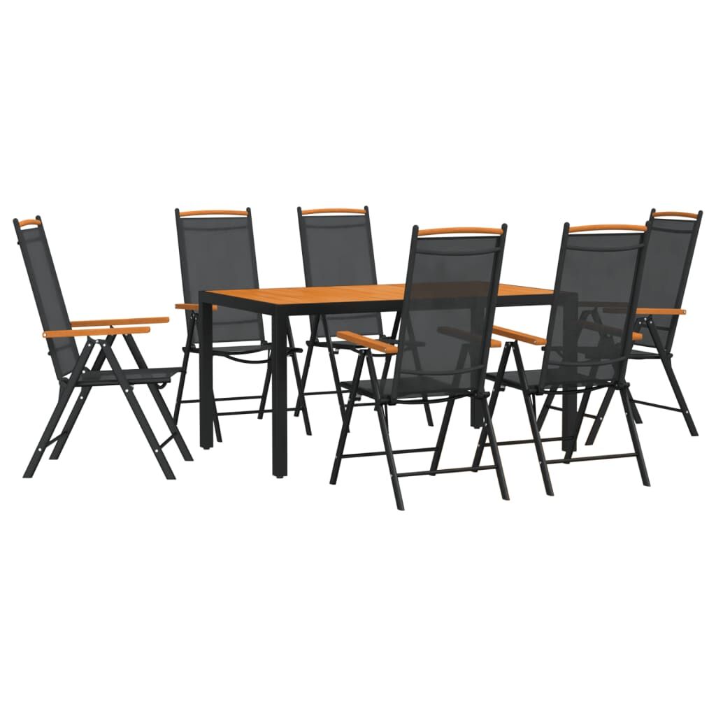 7 Piece Garden Dining Set Black and Brown Aluminium Price