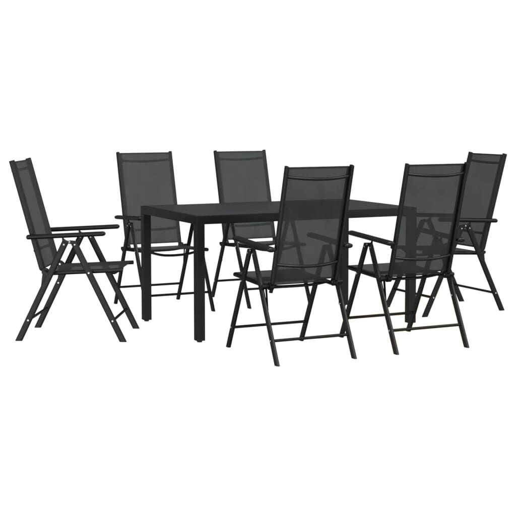 7 Piece Garden Dining Set Black Aluminium Price