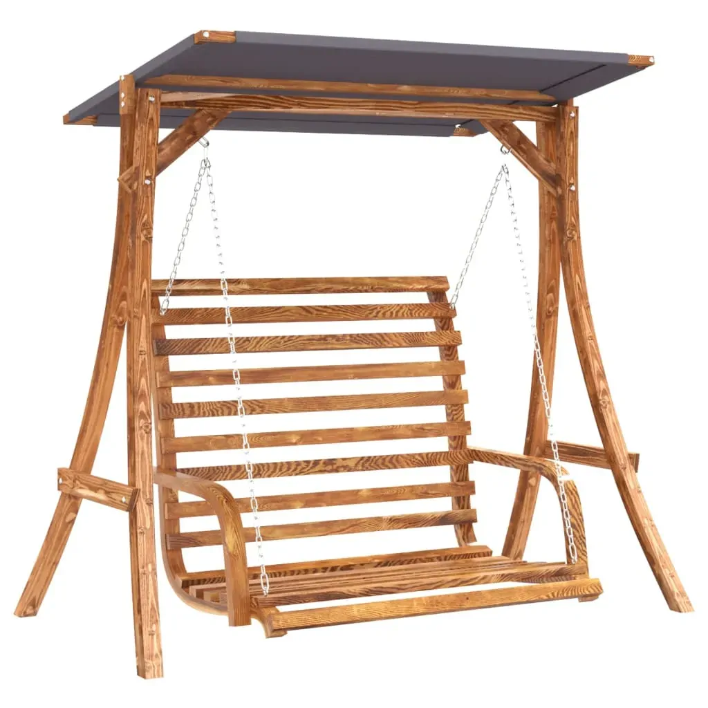 Swing Bench with Canopy Solid Wood Spruce with Teak Finish Price