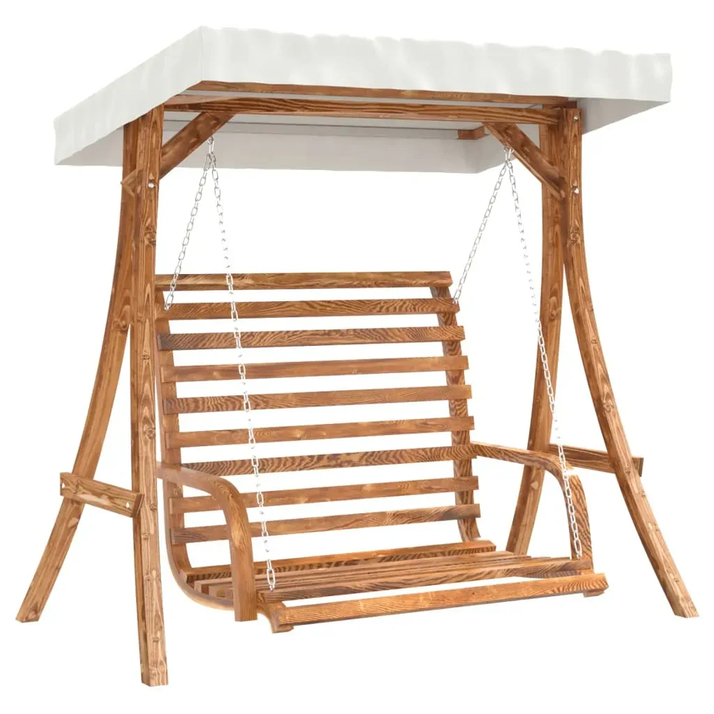 Swing Bench with Canopy Solid Wood Spruce with Teak Finish Price