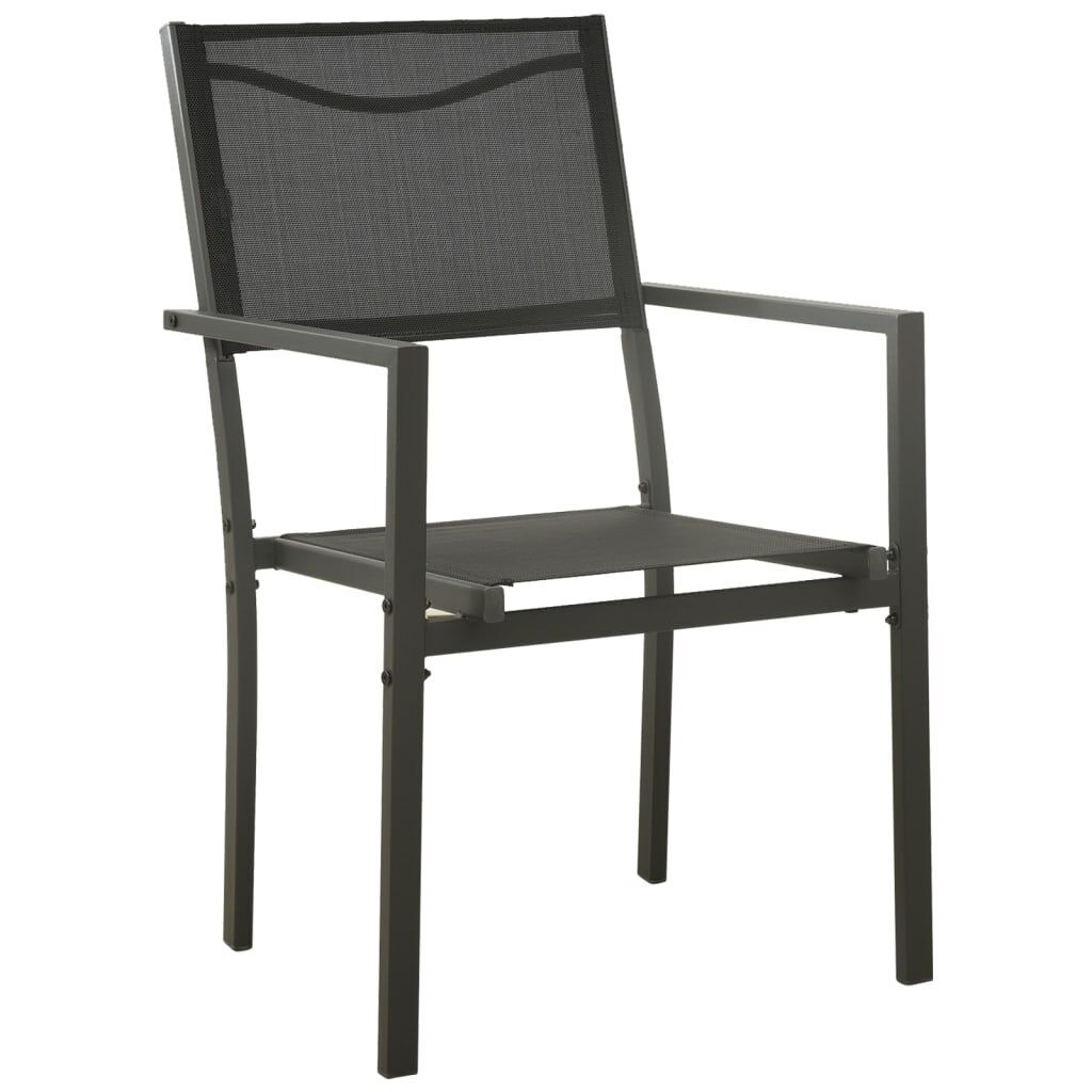 5 Piece Garden Dining Set Black Steel and Textilene Price