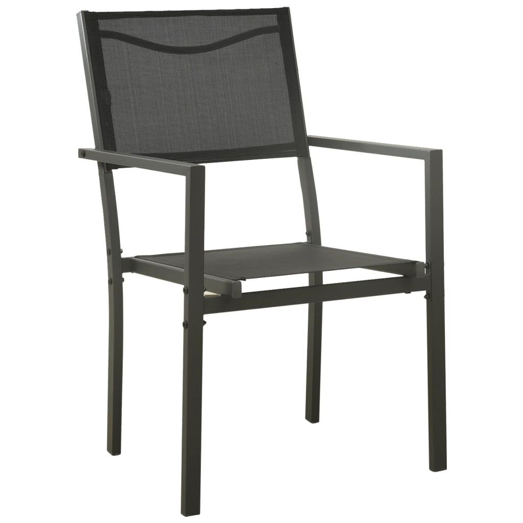 5 Piece Garden Dining Set Black Steel and Textilene Price