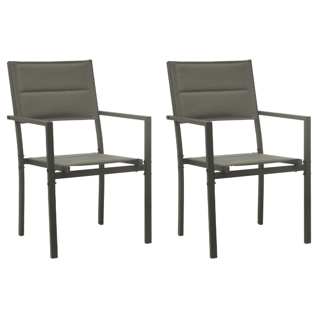 3 Piece Garden Dining Set Black Steel and Textilene Price