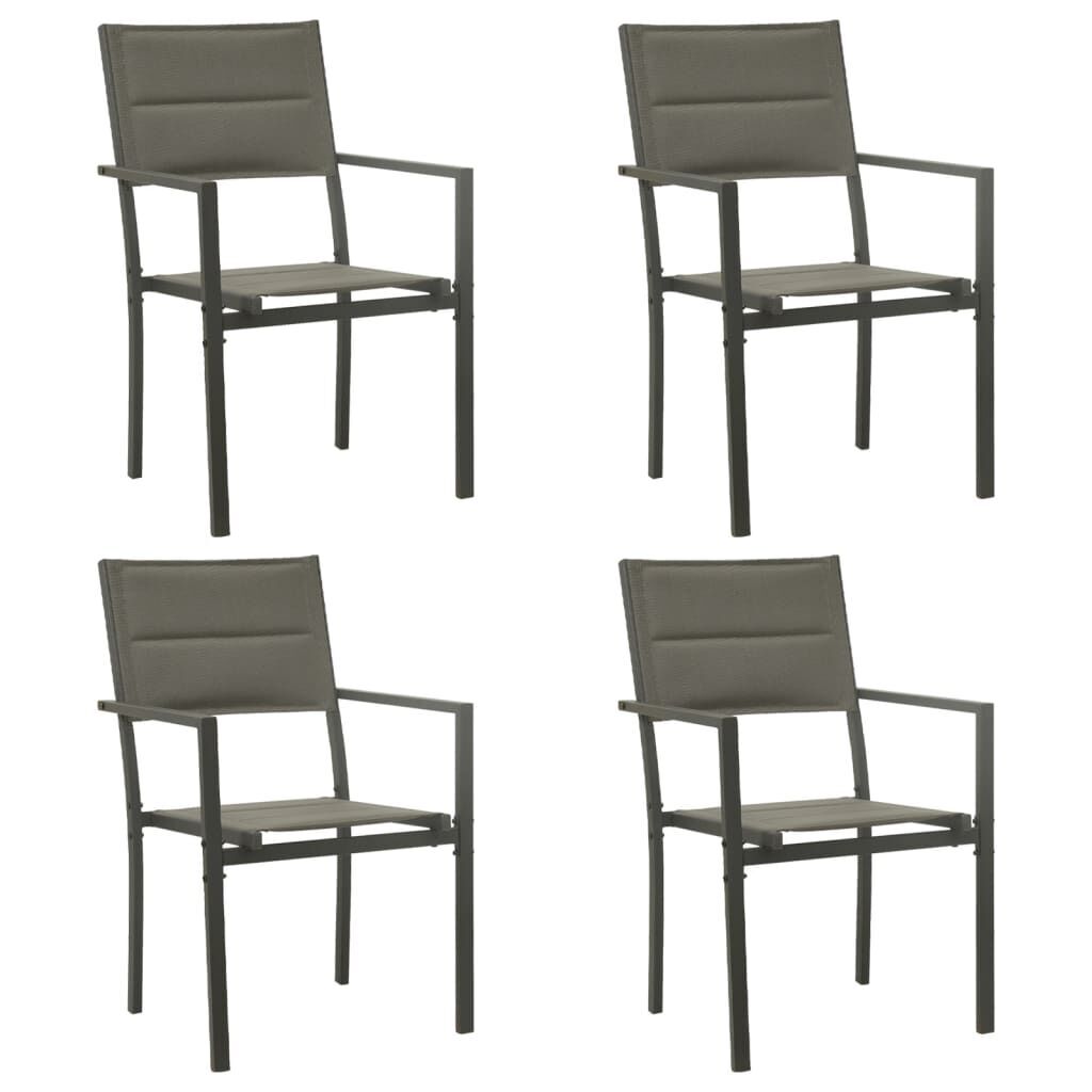 5 Piece Garden Dining Set Black Steel and Textilene Price
