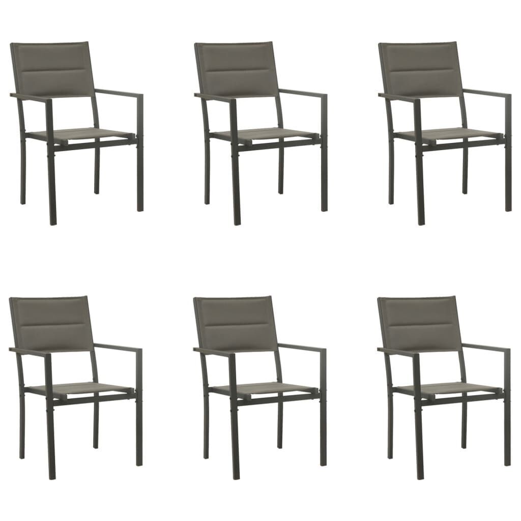 7 Piece Garden Dining Set Black Steel and Textilene Price