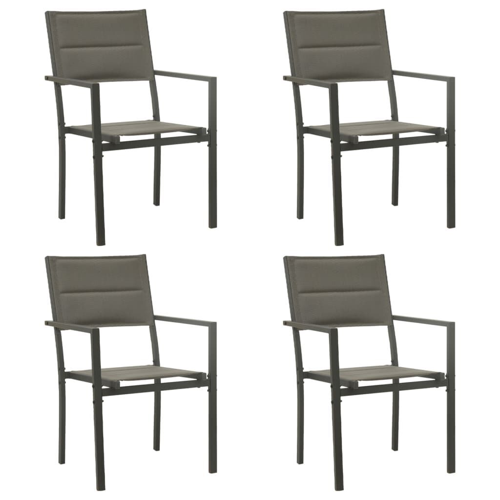 5 Piece Garden Dining Set Black Steel and Textilene Price