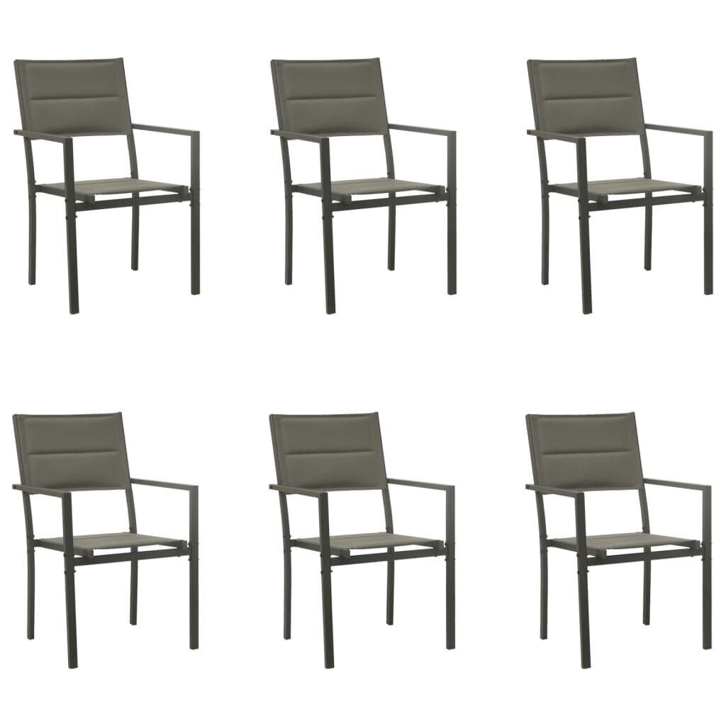 7 Piece Garden Dining Set Black Steel and Textilene Price