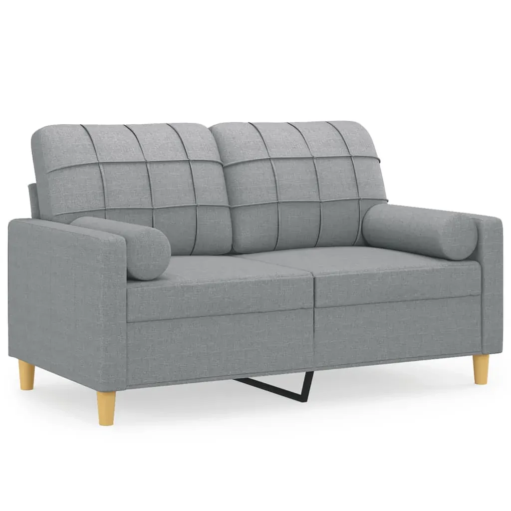 2-Seater Sofa with Throw Pillows Light Grey 120 cm Fabric Price