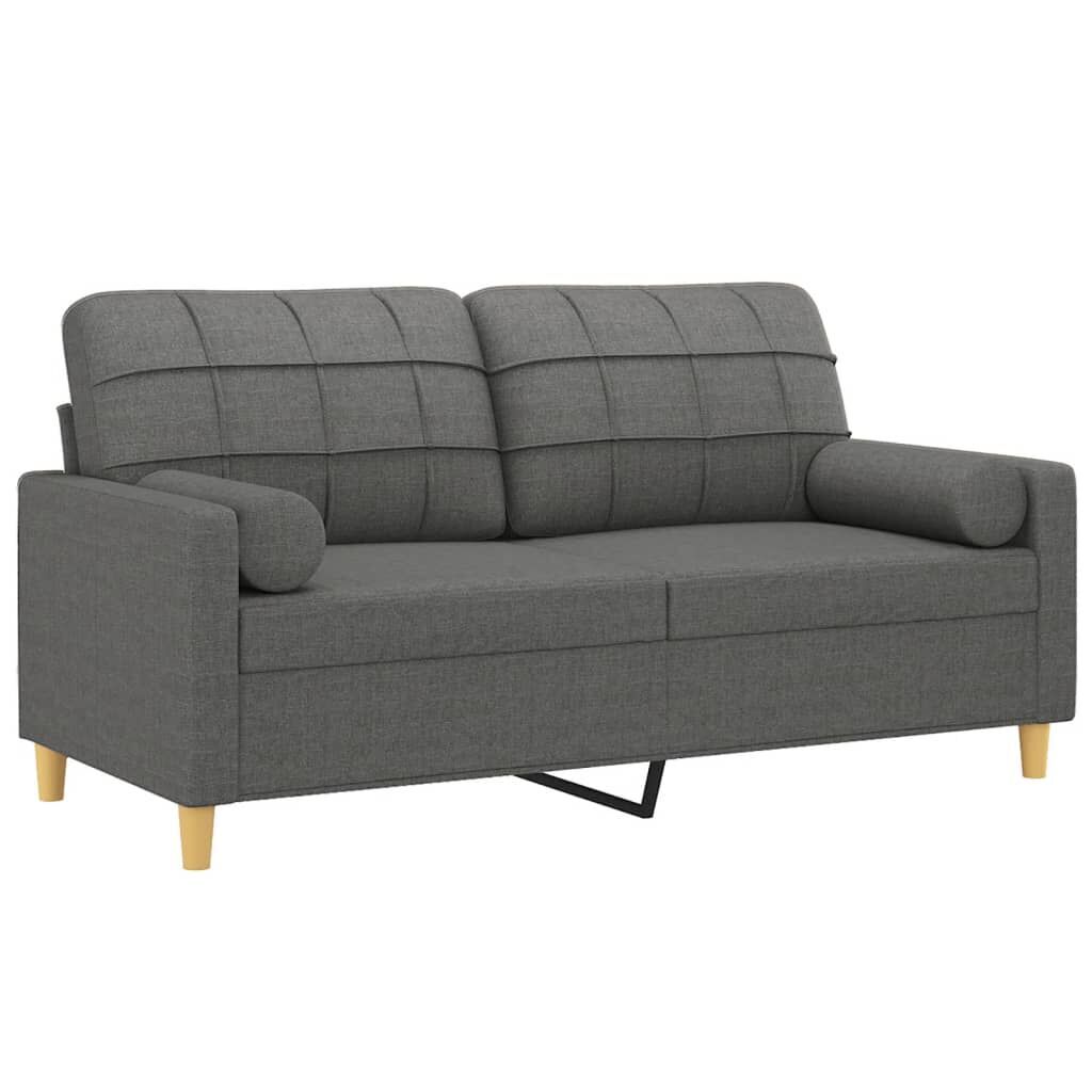 2-Seater Sofa with Throw Pillows Dark Grey 140 cm Fabric Price