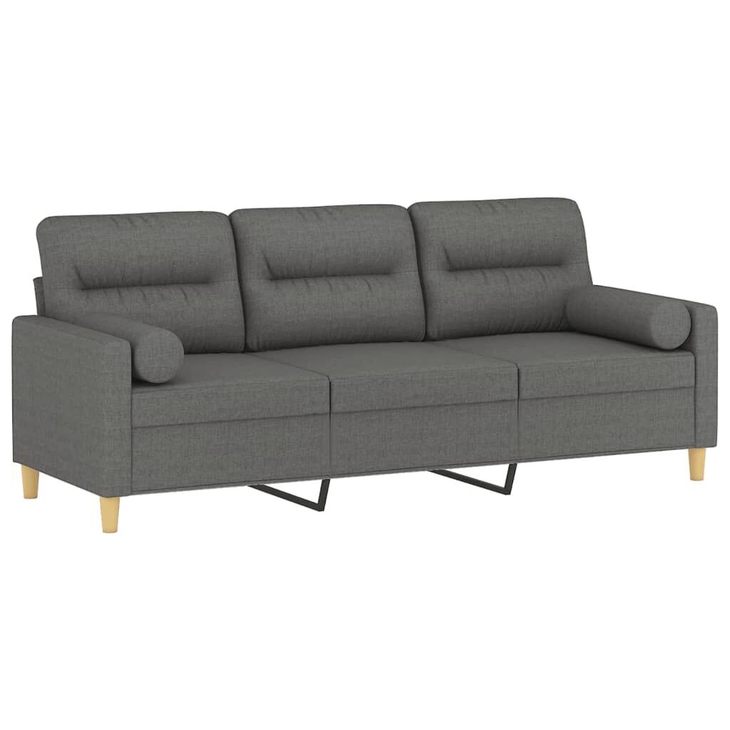 3-Seater Sofa with Throw Pillows Dark Grey 180 cm Fabric Price