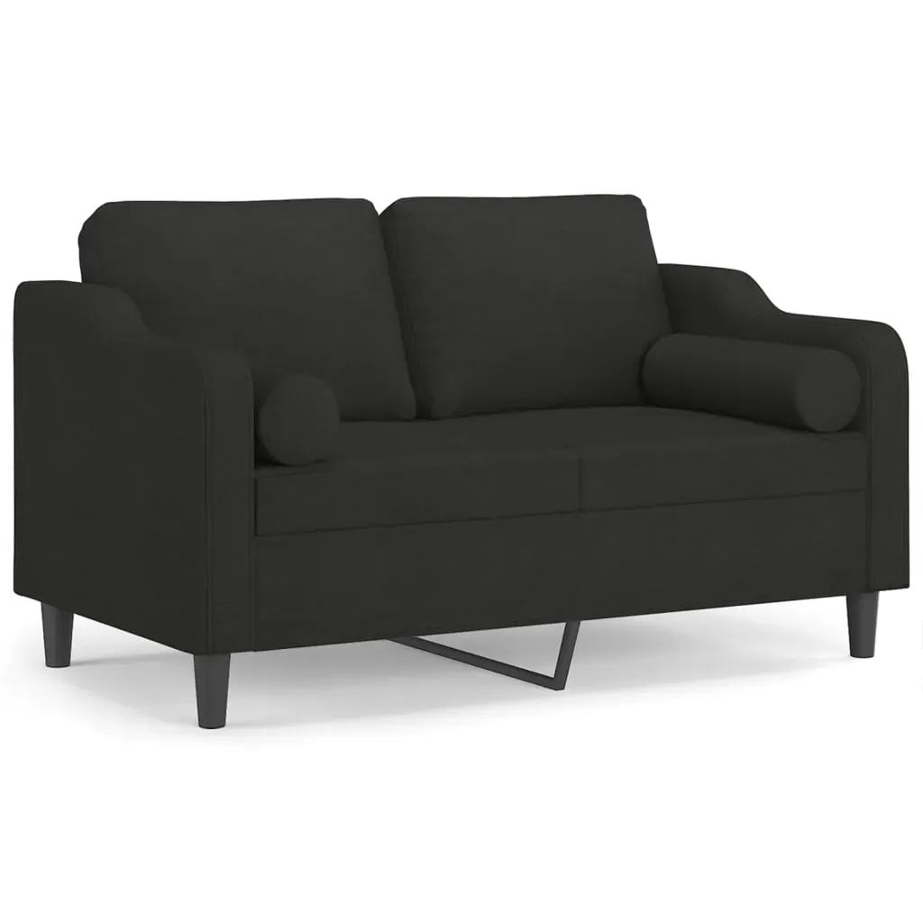 2-Seater Sofa with Throw Pillows Black 120 cm Fabric Price