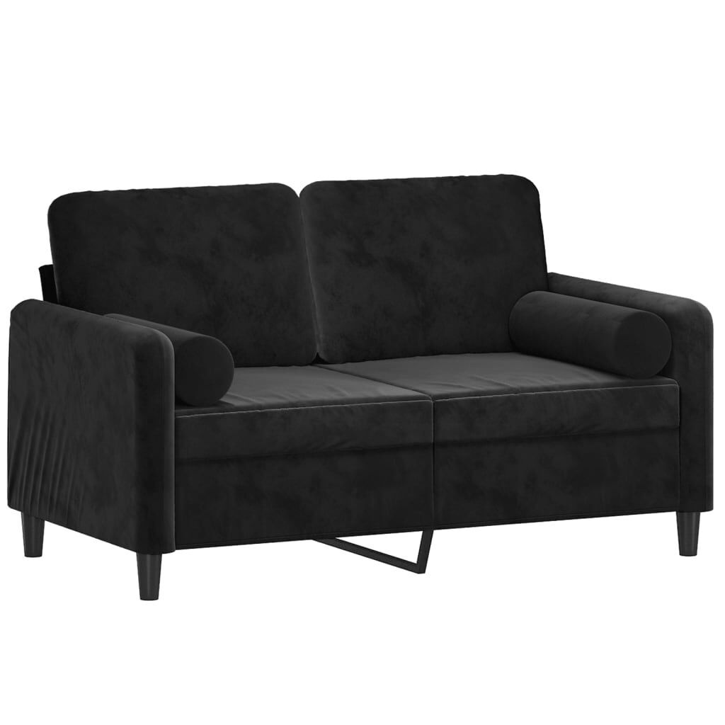 2-Seater Sofa with Throw Pillows Black 120 cm Velvet Price