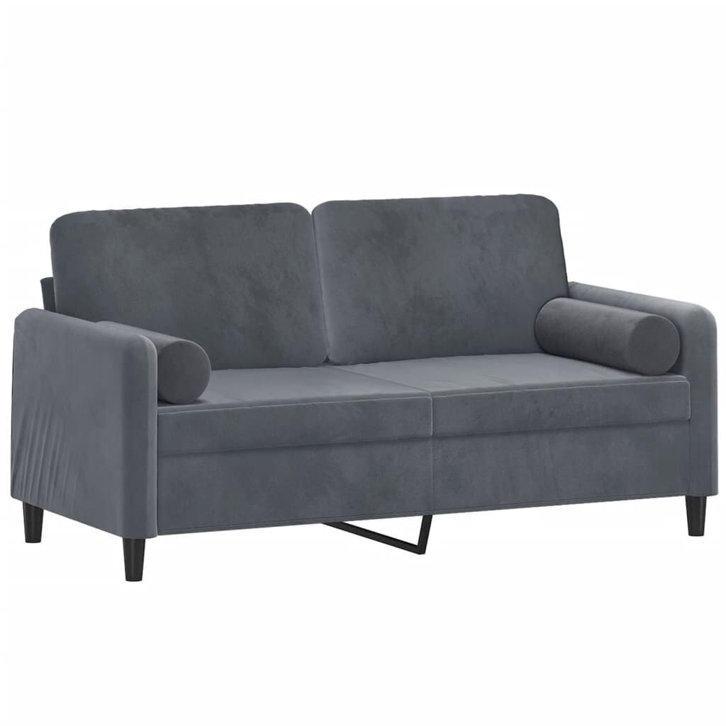 2-Seater Sofa with Throw Pillows Dark Grey 140 cm Velvet Price