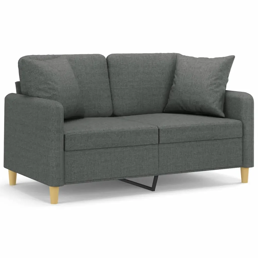 2-Seater Sofa with Throw Pillows Dark Grey 120 cm Fabric Price