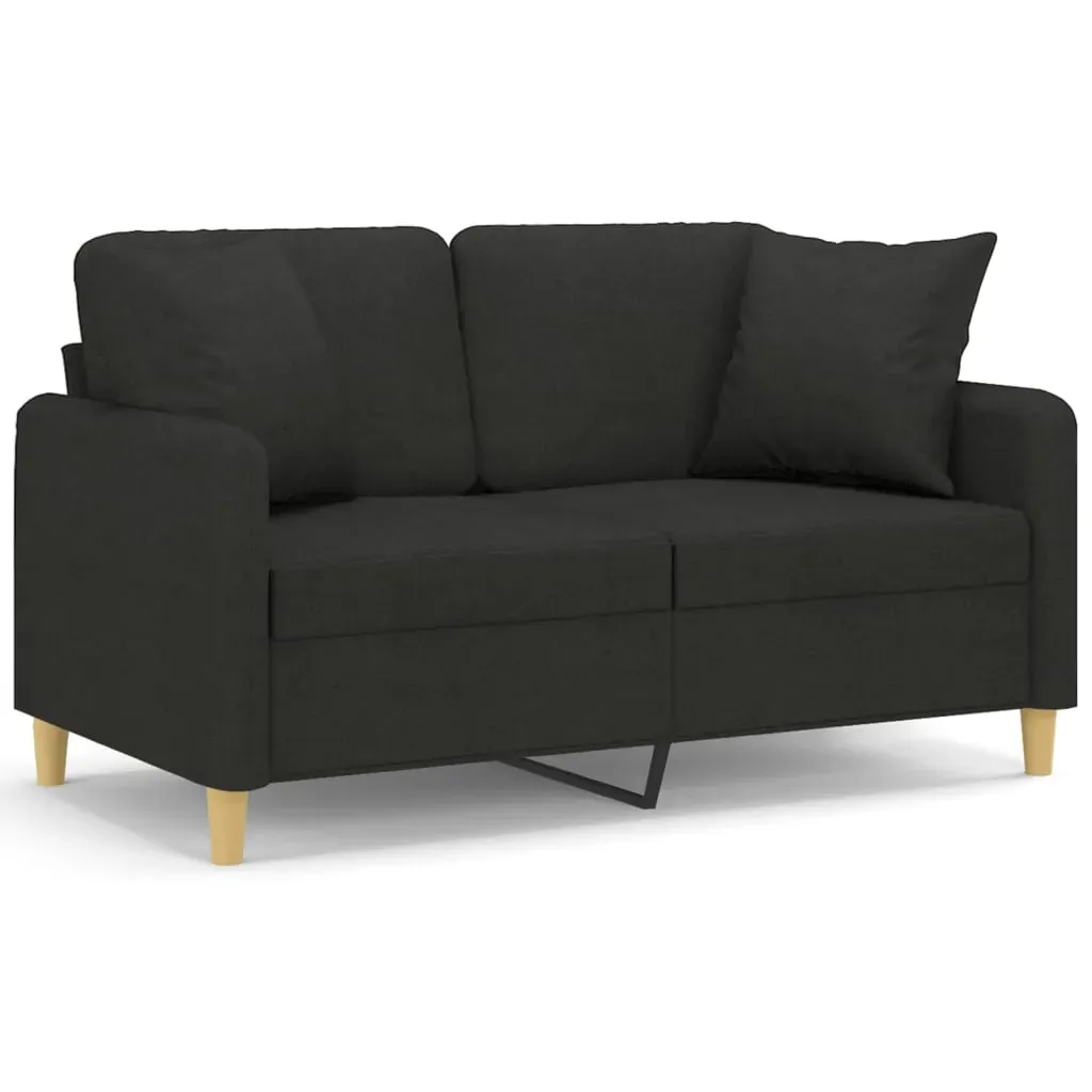 2-Seater Sofa with Throw Pillows Black 120 cm Fabric Price
