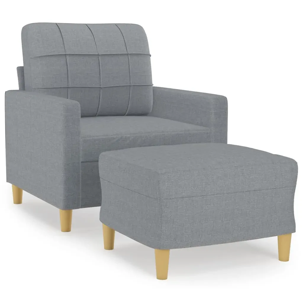 Sofa Chair with Footstool Light Grey 60 cm Fabric Price
