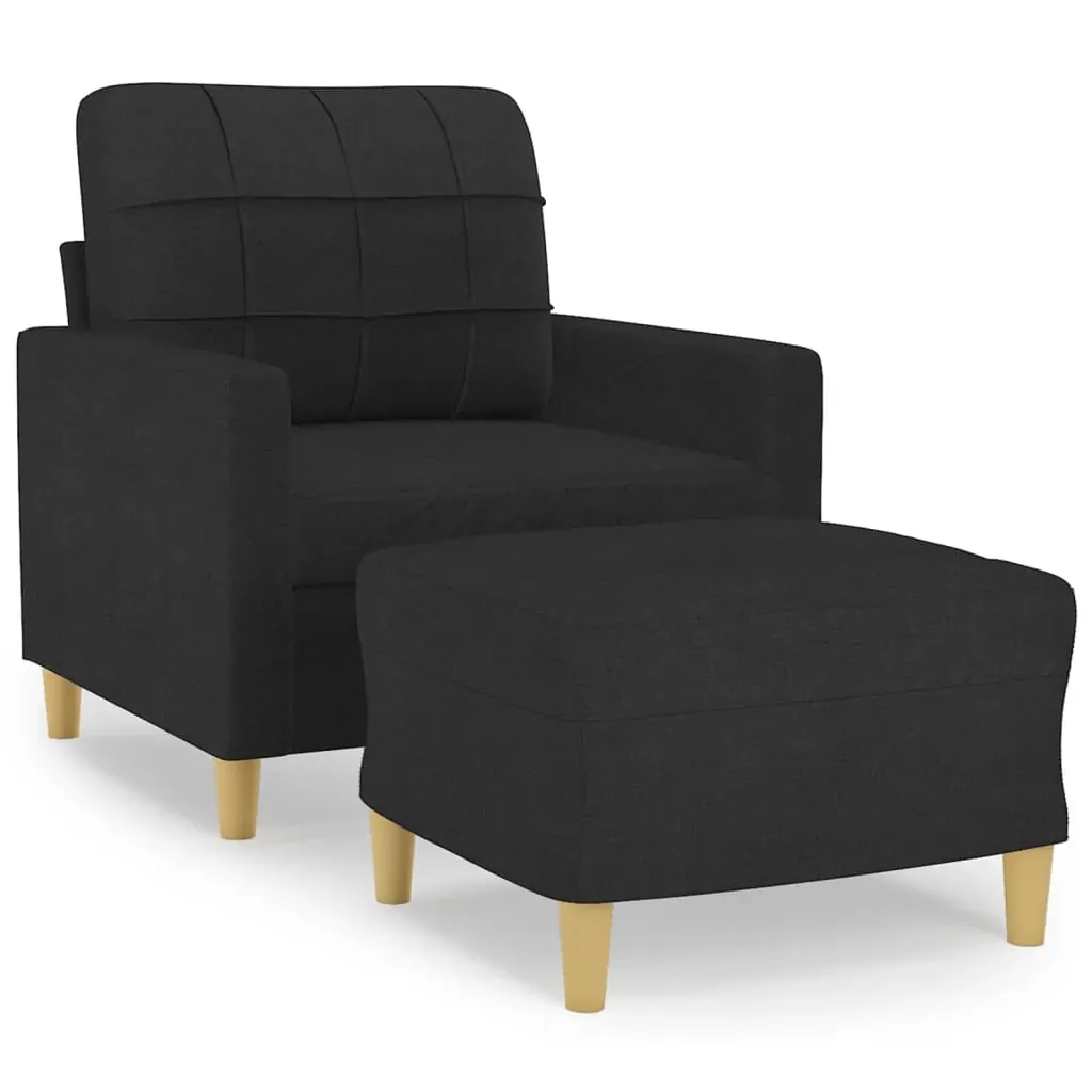 Sofa Chair with Footstool Black 60 cm Fabric Price