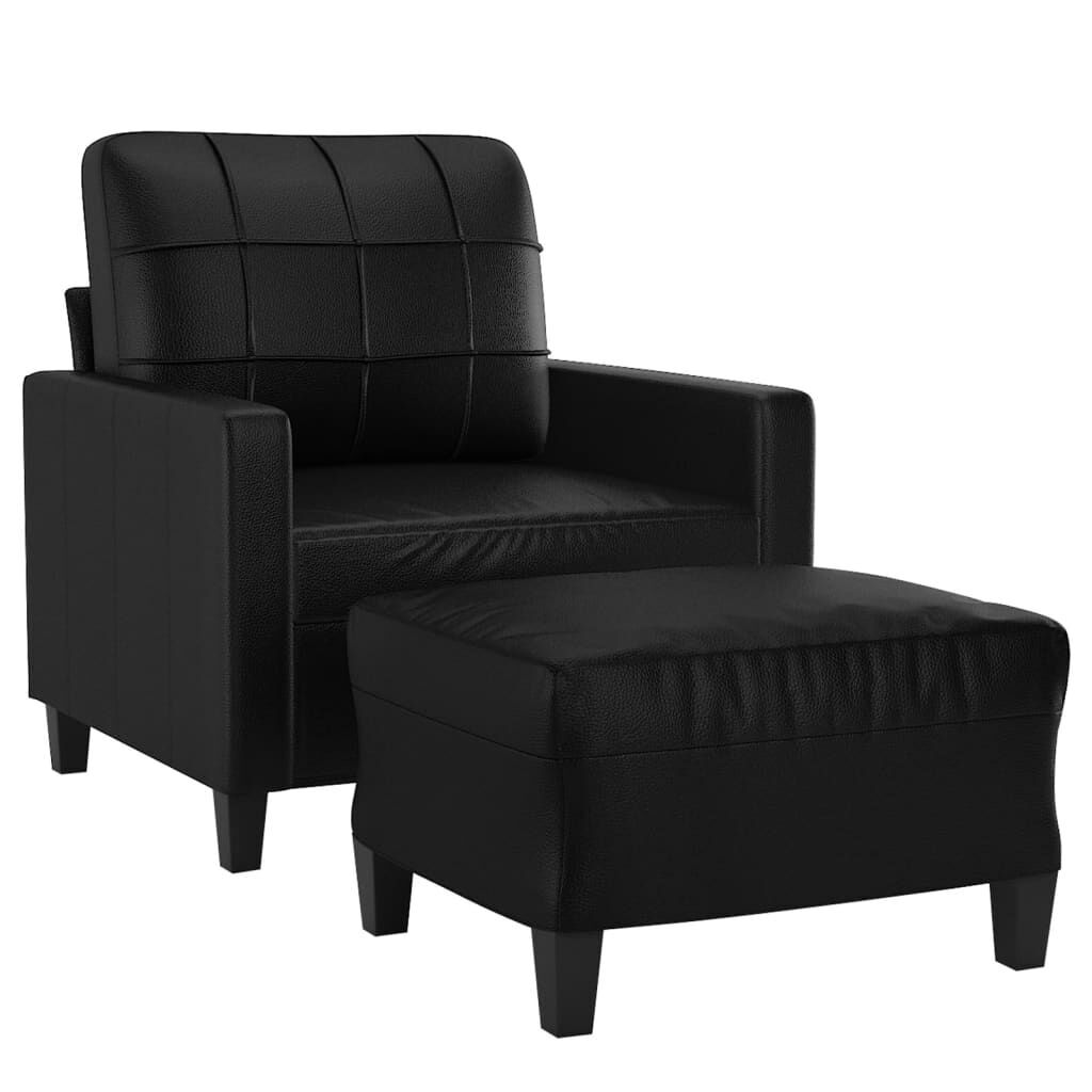 Sofa Chair with Footstool Black 60 cm Faux Leather Price