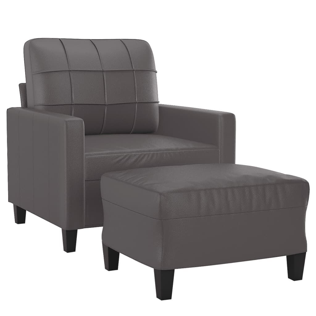 Sofa Chair with Footstool Grey 60 cm Faux Leather Price