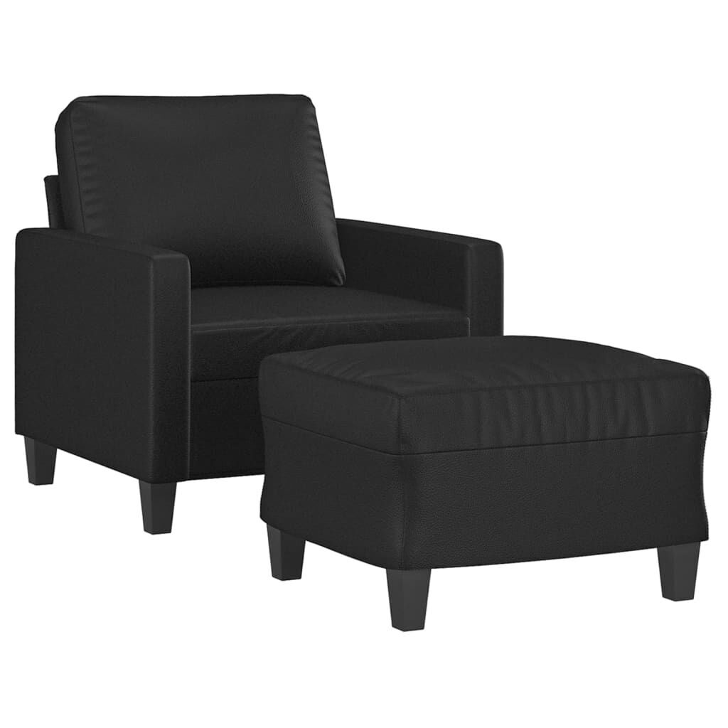 Sofa Chair with Footstool Black 60 cm Faux Leather Price
