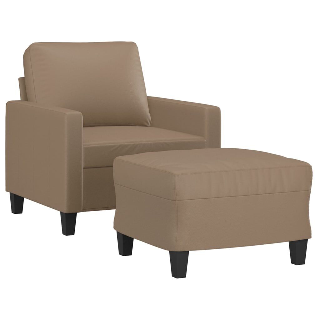 Sofa Chair with Footstool Cappuccino 60 cm Faux Leather Price