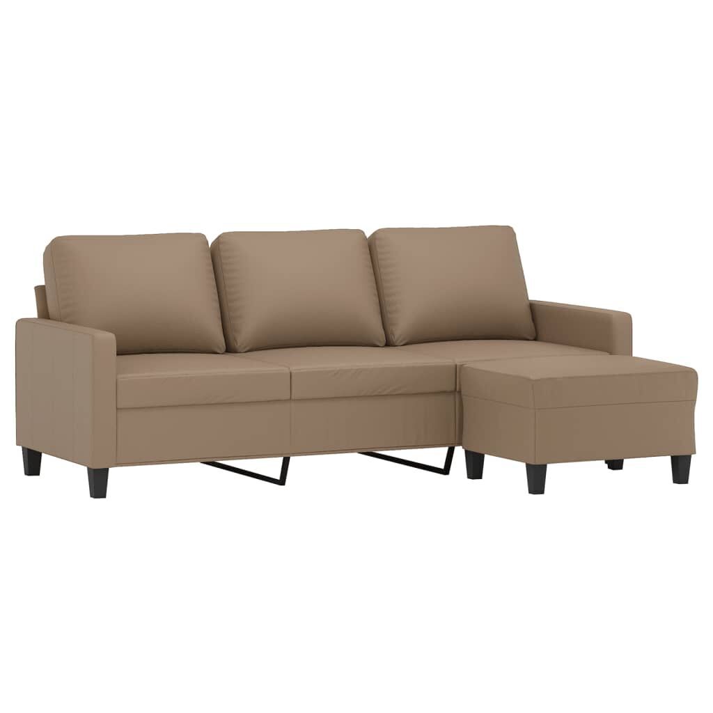 3-Seater Sofa with Footstool Cappuccino 180 cm Faux Leather Price