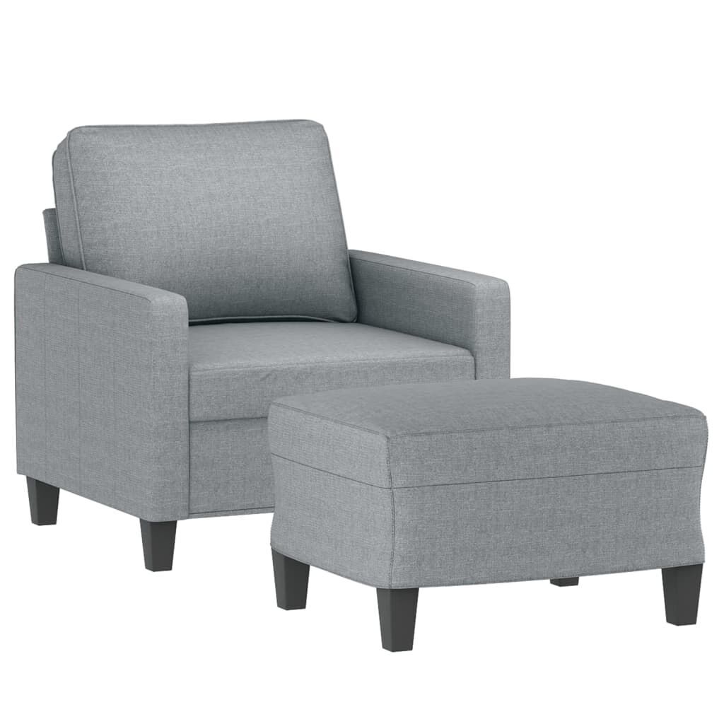 Sofa Chair with Footstool Light Grey 60 cm Fabric Price