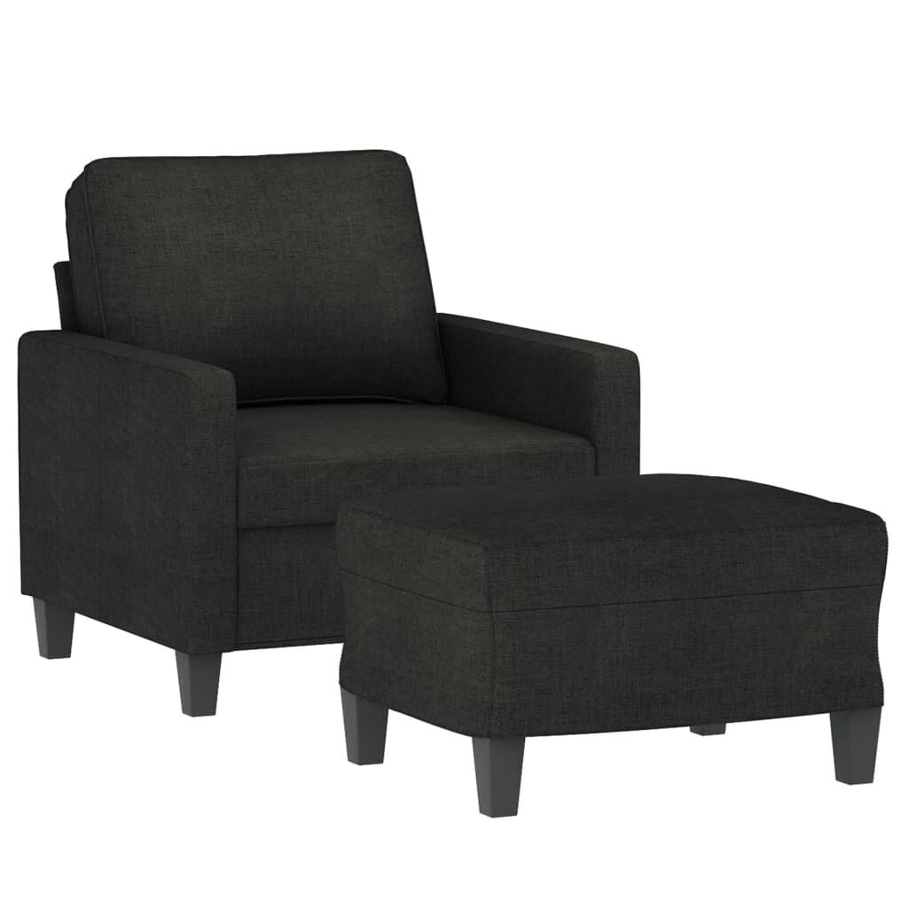 Sofa Chair with Footstool Black 60 cm Fabric Price