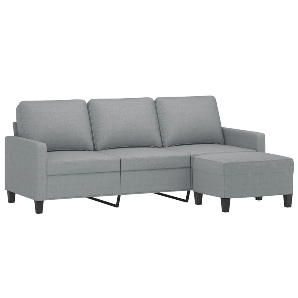 3-Seater Sofa with Footstool Light Grey 180 cm Fabric Price