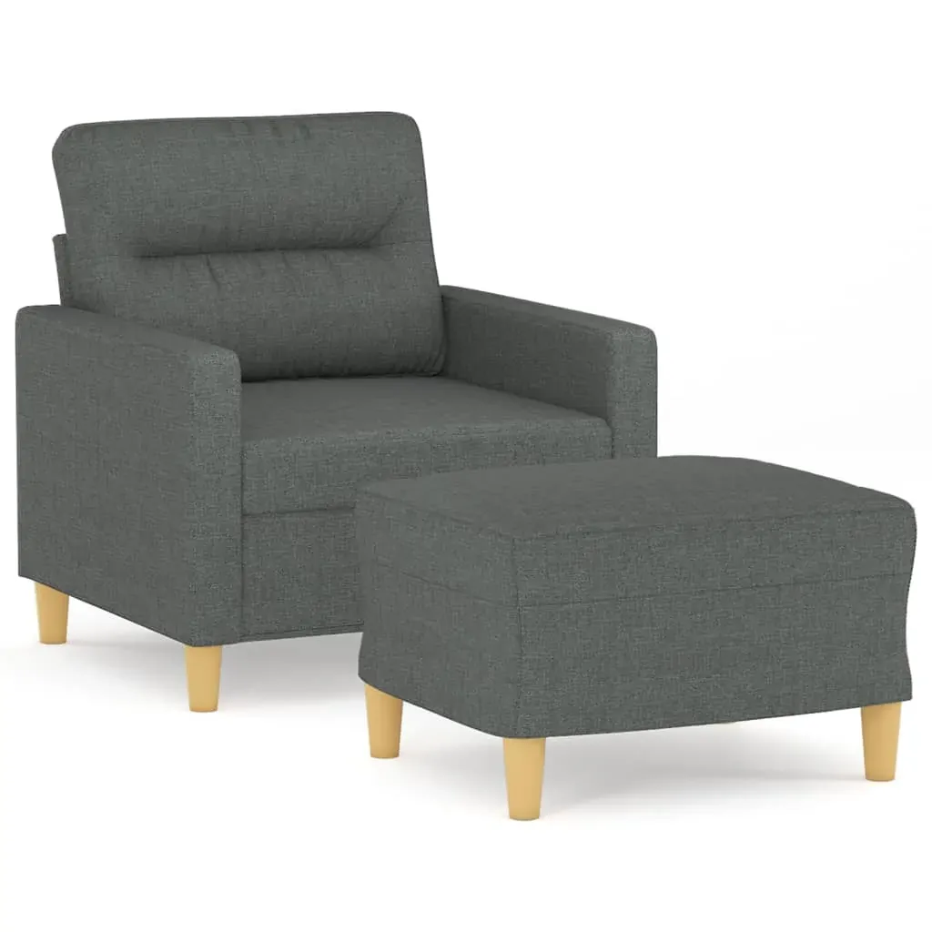 Sofa Chair with Footstool Dark Grey 60 cm Fabric Price