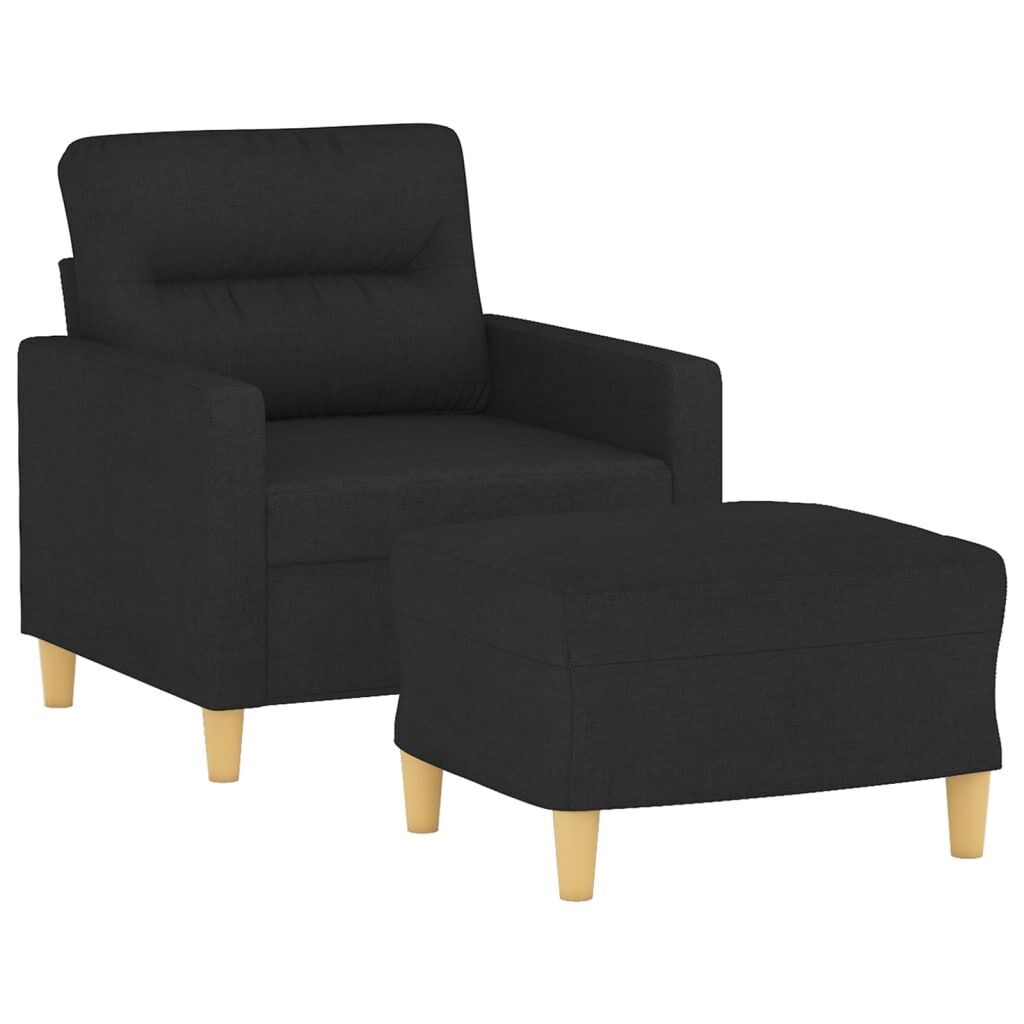 Sofa Chair with Footstool Black 60 cm Fabric Price