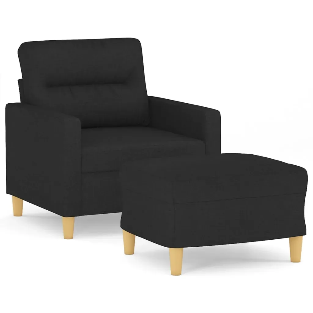 Sofa Chair with Footstool Black 60 cm Fabric Price