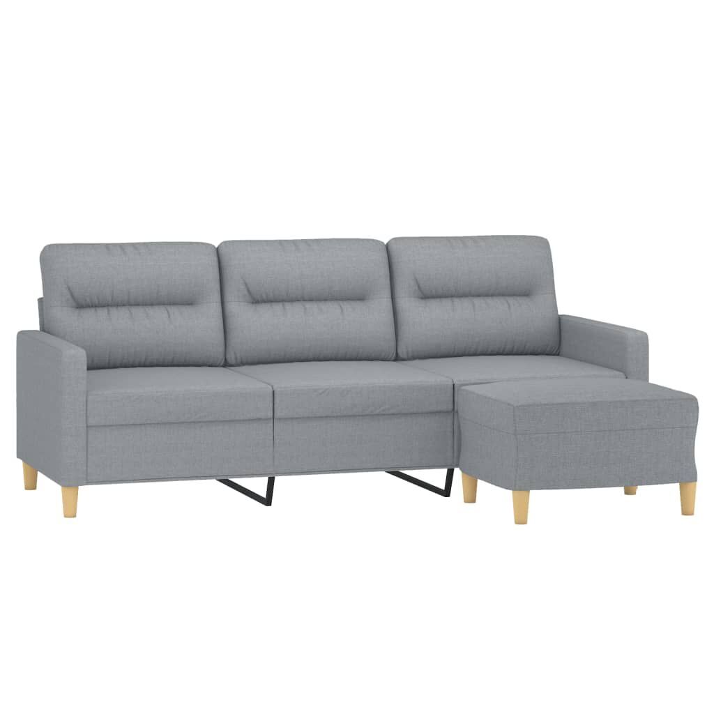 3-Seater Sofa with Footstool Light Grey 180 cm Fabric Price