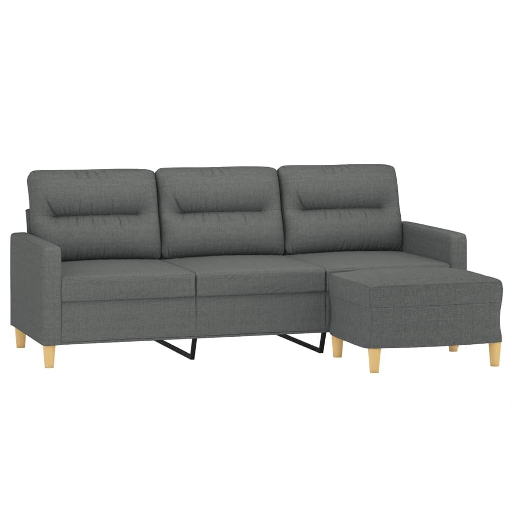 3-Seater Sofa with Footstool Dark Grey 180 cm Fabric Price