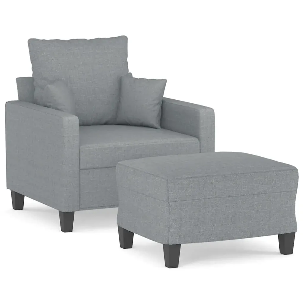 Sofa Chair with Footstool Light Grey 60 cm Fabric Price