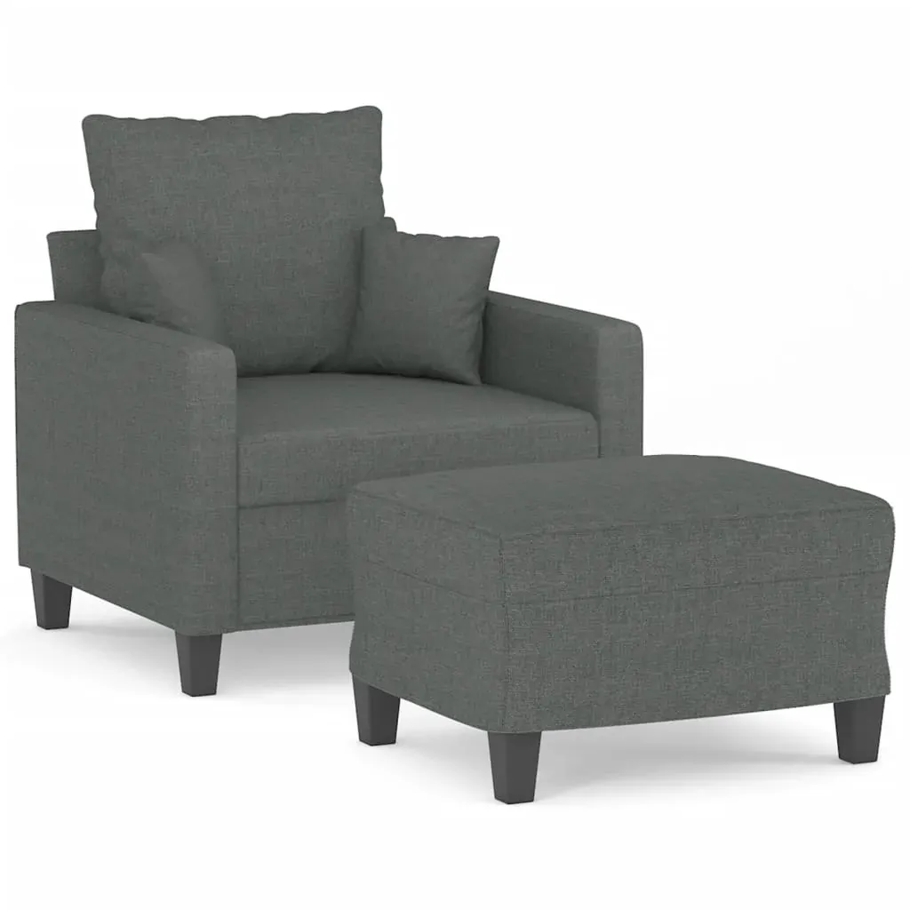 Sofa Chair with Footstool Dark Grey 60 cm Fabric Price