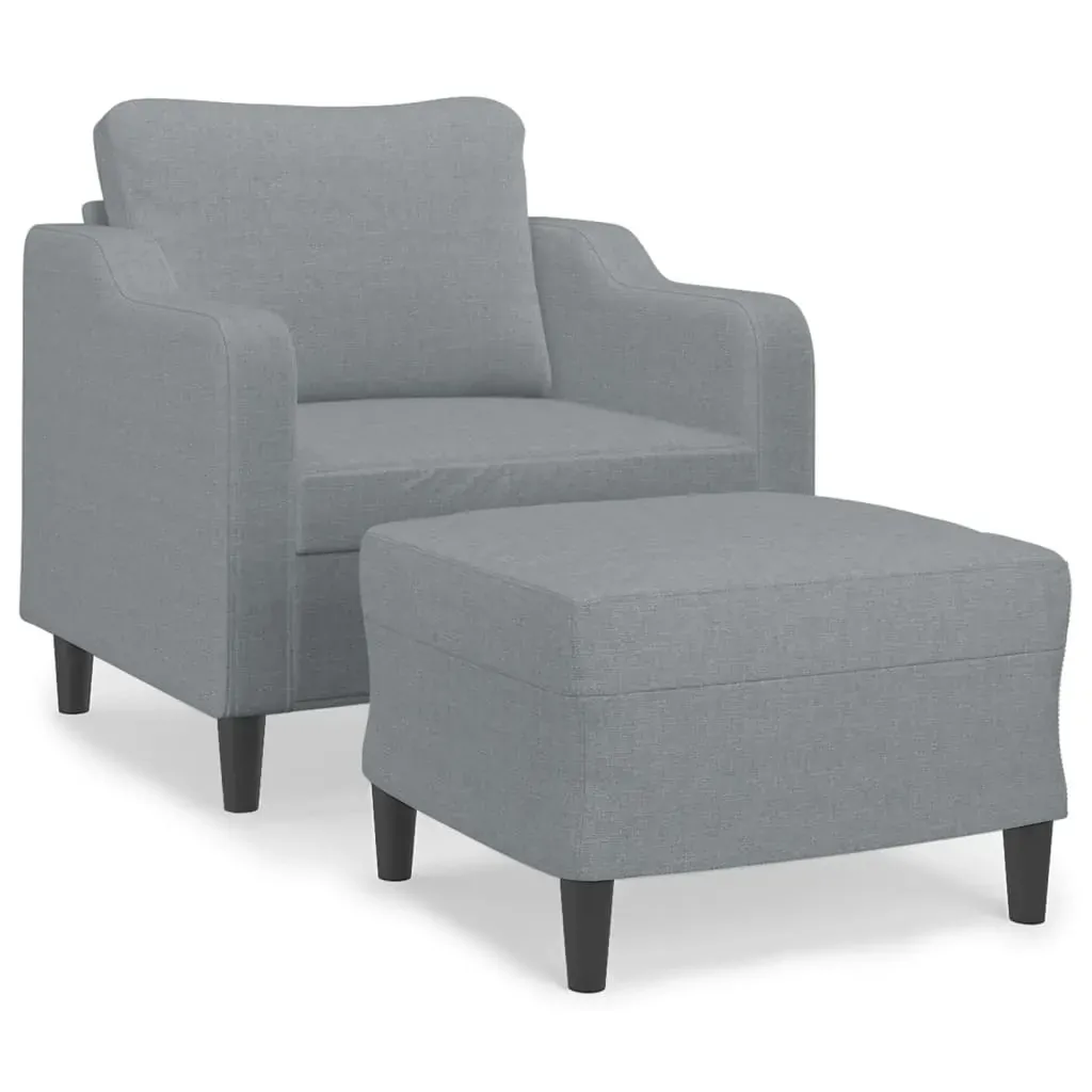 Sofa Chair with Footstool Light Grey 60 cm Fabric Price