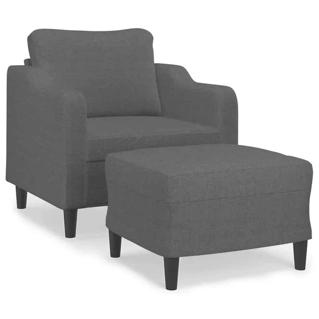 Sofa Chair with Footstool Dark Grey 60 cm Fabric Price