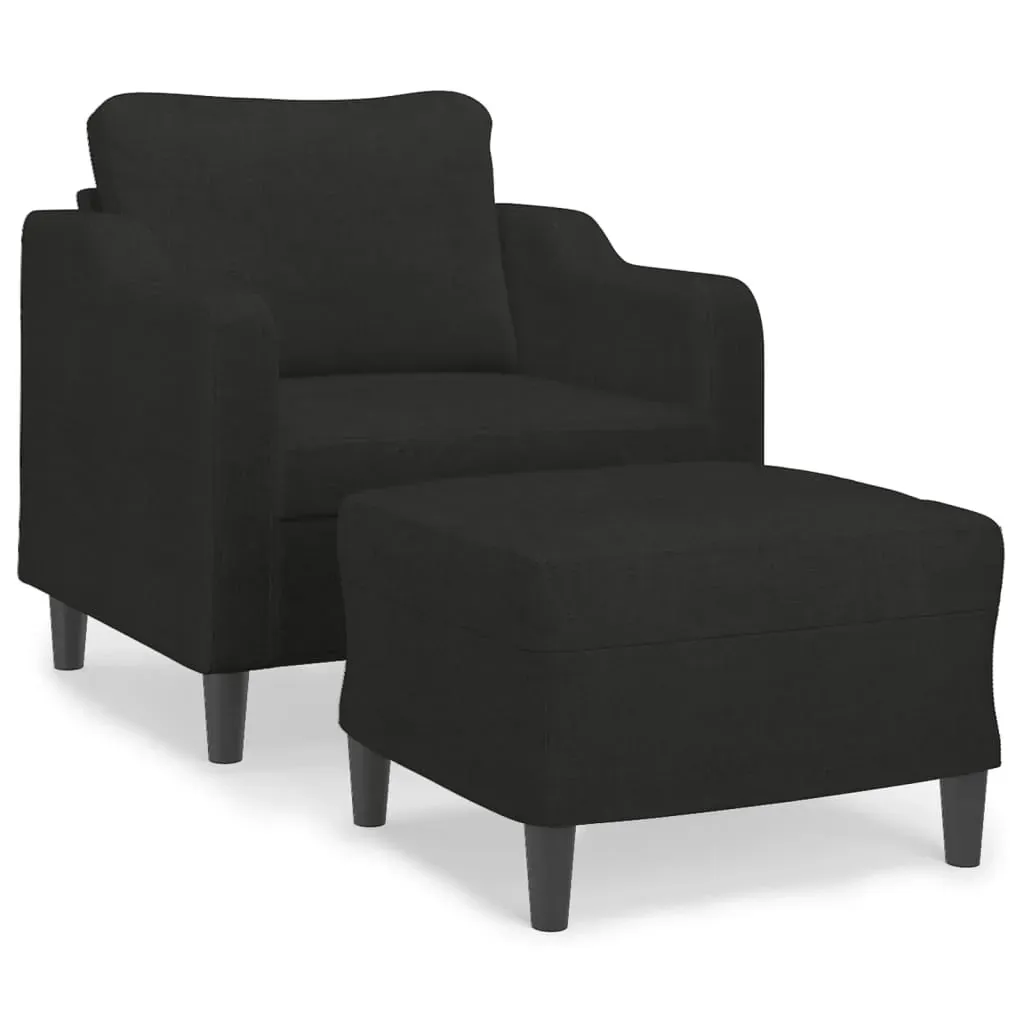 Sofa Chair with Footstool Black 60 cm Fabric Price